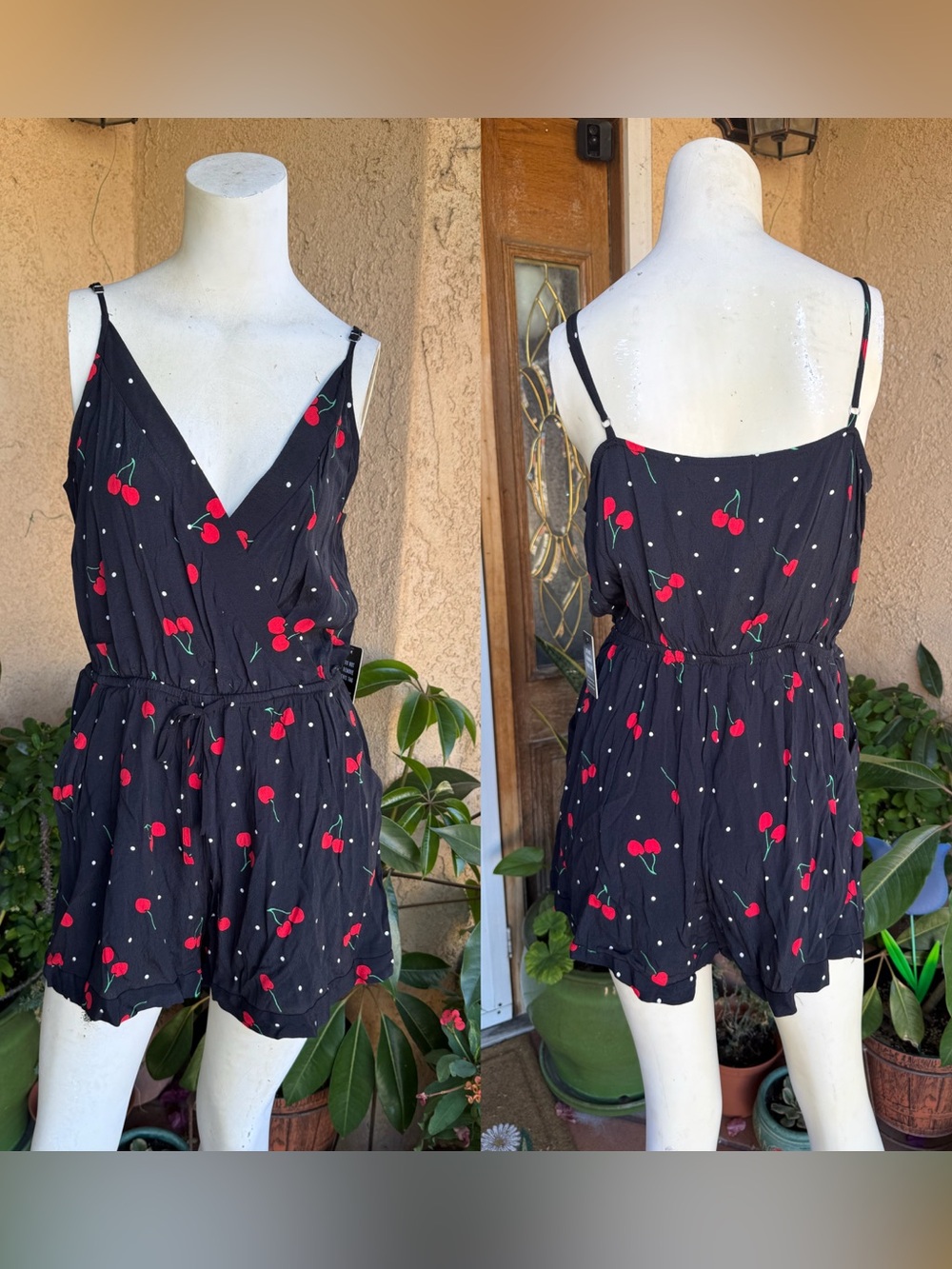 NEW Express Cherry-Print Sleeveless Romper MEDIUM